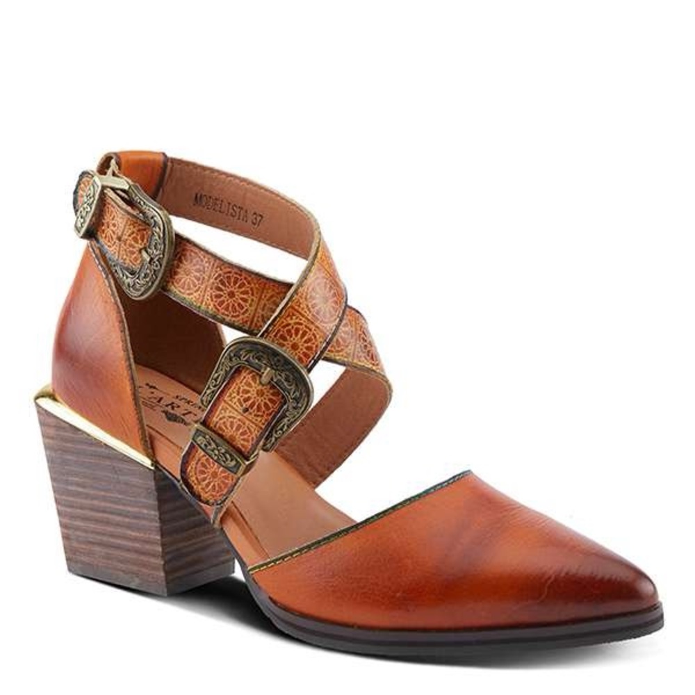 L'ATISTE Tan Ankle Booties with Buckle Detail